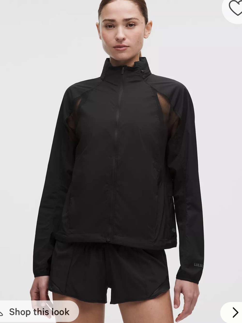 lululemon athletica Black ventilated sackable running jacket